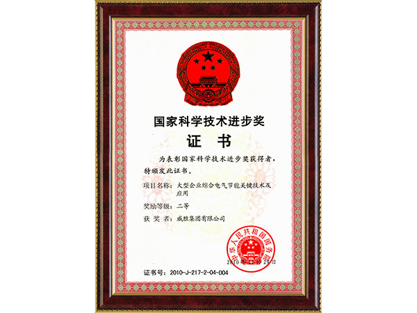 國(guó)家科學(xué)技術(shù)進(jìn)步獎(jiǎng)（大型企業(yè)綜合電氣節(jié)能關(guān)鍵技術(shù)及應(yīng)用二等獎(jiǎng)）